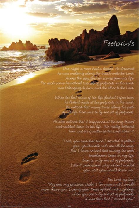 Footprints In The Sand Poster Print Christian Poem God Inspirational