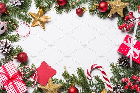 Christmas Frame Background With Decorations High Quality Holiday