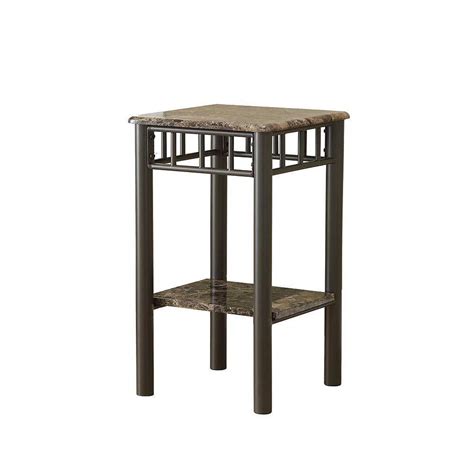 Monarch Specialties Accent Table Cappuccino Marble Bronze Metal The Home Depot Canada