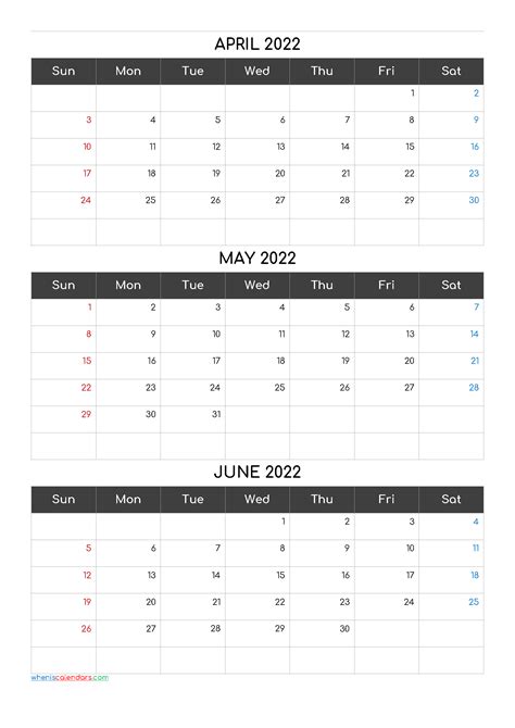 Free Calendar April May June 2022 Q1 Q2 Q3 Q4 Free Printable 2021