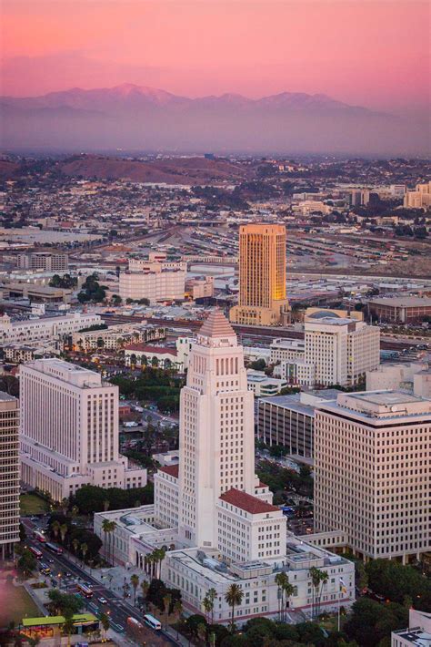 Los Angeles City Hall Aerial Photo Sunset Toby Harriman