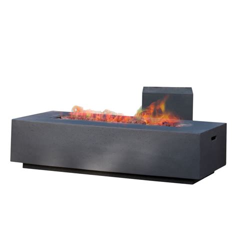 Aidan Outdoor 50 000 Btu Rectangular Fire Table With Tank Holder Dark Gray By Noble House