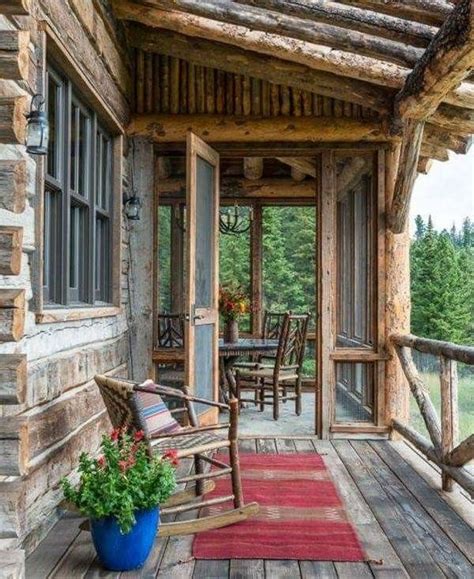 Back Porch With The Enclosed Dining Area Rustic Porch Cabin Porches