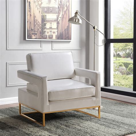 Amelia Leather Accent Chair In White Hyme Furniture