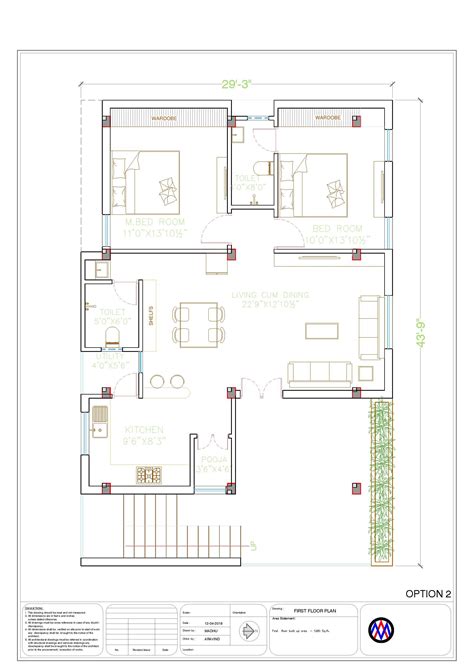 17 2 Bhk House Plan Drawing East Facing Amazing House Plan
