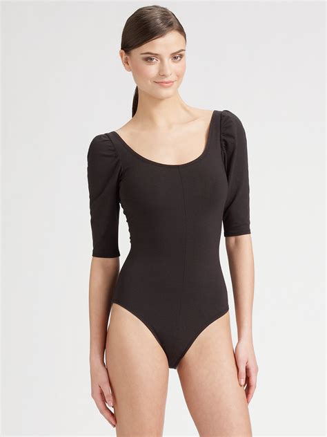 Juicy Couture Puff Sleeve Yoga Bodysuit In Black Lyst