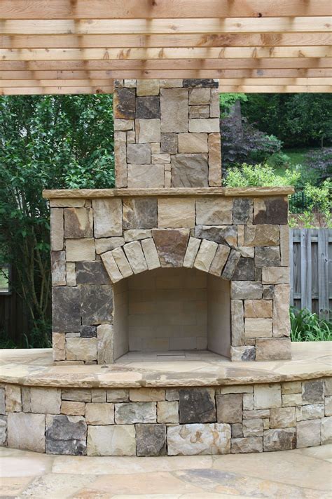 Outdoor Stone Fireplace With Pergola Fireplaces And