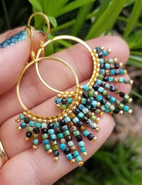 Handmade Turquoise Earrings Gold Vermiel Ear Wire Genuine Etsy