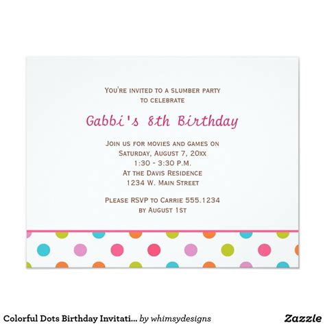 Colorful Dots Birthday Invitations Birthday Invitations