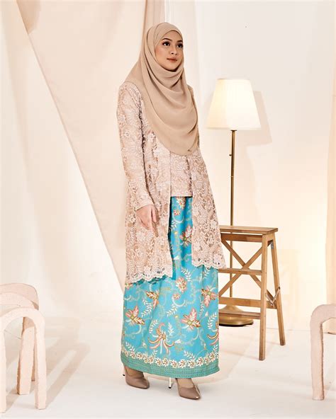 Baju Kebaya Batik Lace Estela Beige Cream Muslimahclothingcom