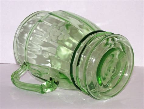 Vintage Green Ribbed Depression Vaseline Uranium Glass Etsy