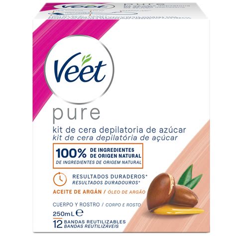 Kit De Cera Depilatoria De Azúcar Para Cuerpo Y Rostro Veet Pure Veet