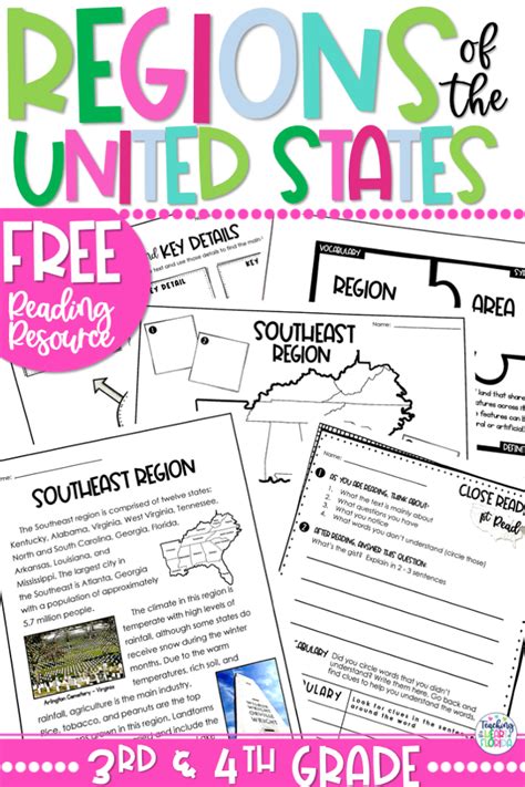 Free Regions Of The United States Reading Resource In 2021 Third