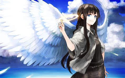 Anime Angel Girl Wings With Clouds Wallpapers 1680x1050 902863