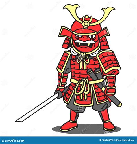 Japanese Samurai Cartoon Charactersamurai Stock Vector Illustration