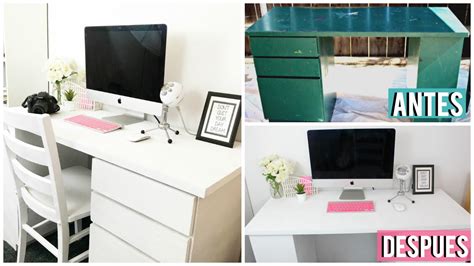 Este es el caso de un conjunto de comedor de mesa y sillas de madera de roble, similar a un estilo victoriano, que con el pintado en colores de toda su superficie y detalles de pintura decorativa se a transformado en algo así como en un estilo hawaiano. RENUEVA & TRANSFORMA TU ESCRITORIO! - COMO PINTAR MUEBLES ...