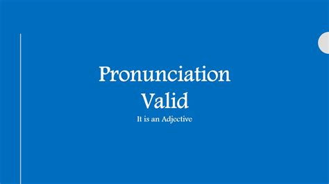 “valid” Word Pronunciation Youtube