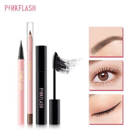 Pinkflash Eyes Makeup Set Eyeliner Eyebrow Pencil Mascara Black Daily Use Waterproof Cruelty