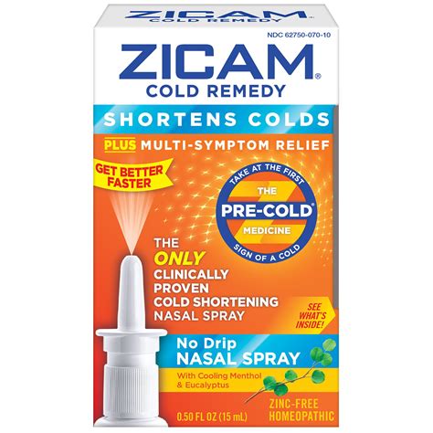 Zicam Cold Remedy No Drip Nasal Spray 05 Fluid Oz Shortens Colds