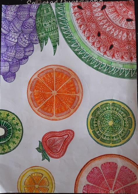 Fruit Zentangle Art Fruit Art Drawings Doodle Art Designs Mandala