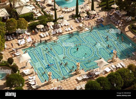 The Swimming Pools At The Bellagio Hotel Las Vegas Usa Stock Photo