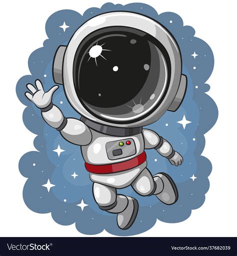 Cartoon Astronaut Flying On A Space Background Vector Image