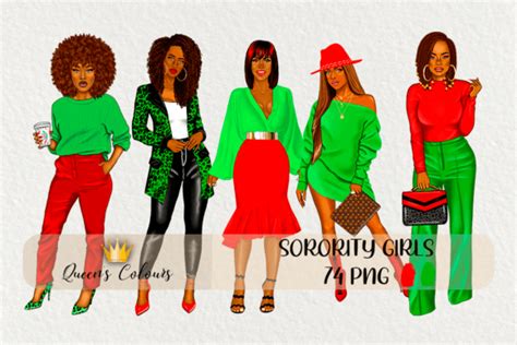 Sorority Girls Afro Girls Clipart Graphic By Queen´s Colours
