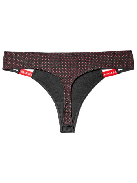 Polka Dot Thong With Lace Trim Déesse Collection Addition Elle