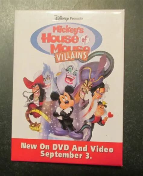 WALT DISNEY MICKEYS House Of Mouse Villians On DVD Advertising Pinback