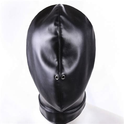 Breath Play Maskbdsm Bondage Restraints Leather Hood Mask For