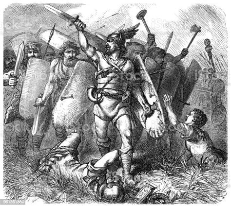 teutons defeating the romans in a battle stock illustration download image now gladiator