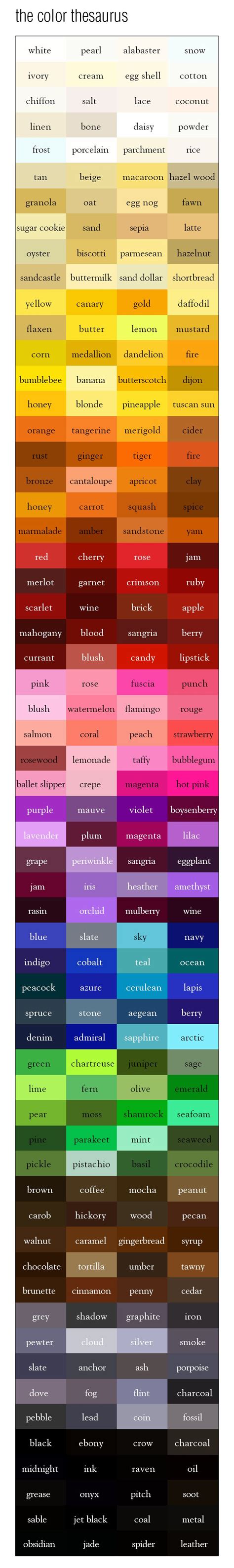 These Unique Color Names Make The Best Color Thesaurus LouiseM Color Names Chart