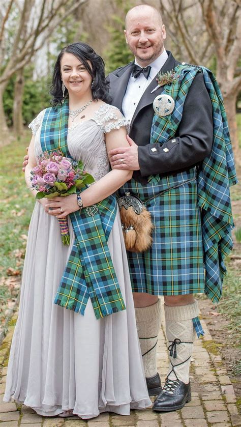 Matching Tartan Kilt And Ladys Tartan Sash Scottish Wedding Dresses