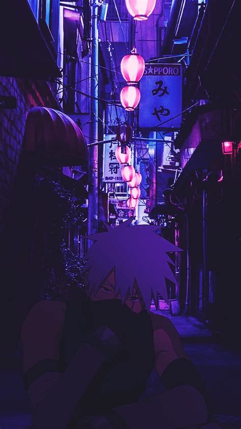 Kakashi Aestethic Chill City Japan Naruto Purple Shippuden Street Hd Phone Wallpaper