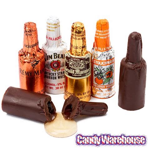 foiled chocolate bottles with liquor filling 24 piece display liquor candy alcohol chocolate