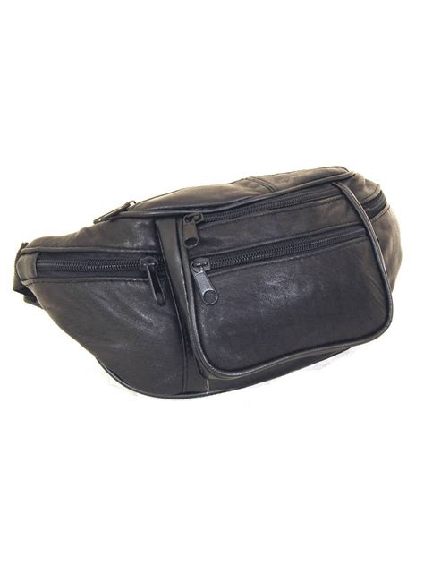 Leather Fanny Pack Waist Bag 6 Pockets Adjustable Belt Strap Travel