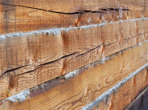 External Wall Made Of Pine Timber With Seams Sealed Stock Photo Image