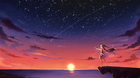 Ocean Night Sky Anime Wallpapers Wallpaper Cave