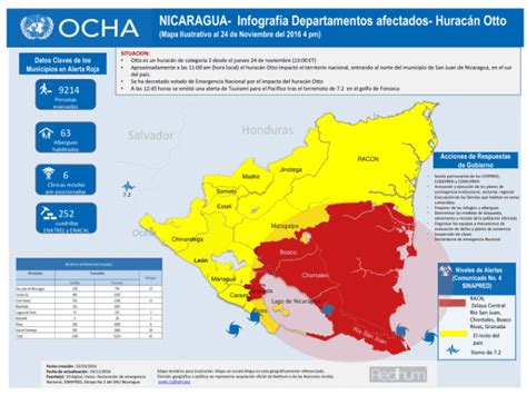 Nicaragua Infografía Departamentos Afectados Huracán Otto Mapa