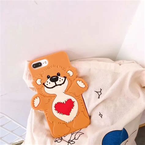 Cute Bear 3d Rubber Phone Cases For Iphone X 7 8 Soft Silicon Cover For