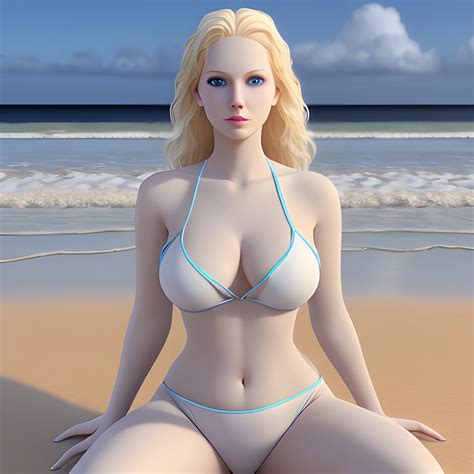 beautiful russian woman on beach 3d photorealistic curvy body arthub ai