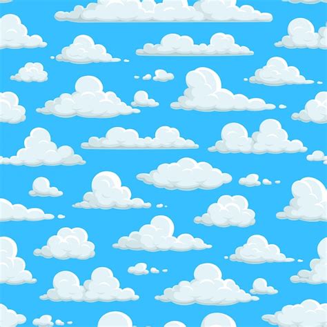 Premium Vector Cloudy Sky Seamless Pattern Clouds Background