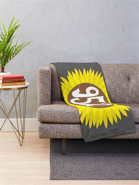 Hand Drawn Minnesota Sunflower 952 Area Code Throw Blanket For Sale