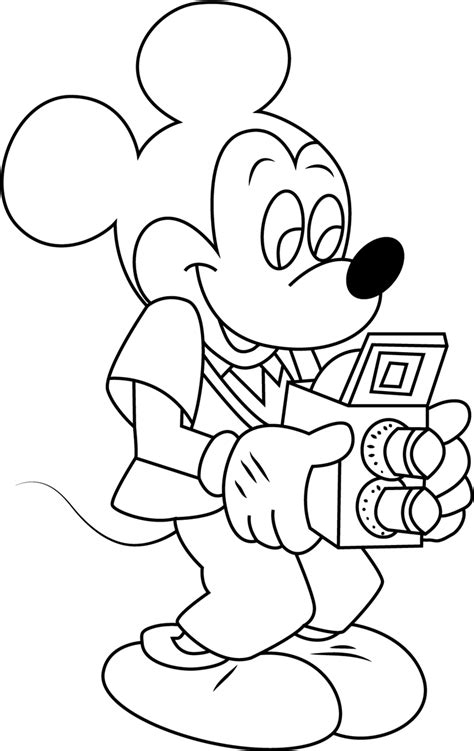 Welcome in free coloring pages site. Mickey Mouse With Camera Coloring Page - Free Printable ...