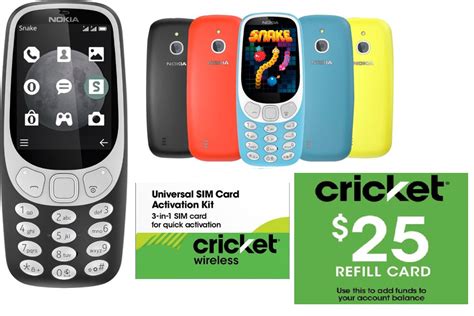Nokia 3310 Unlocked Gsm Cell Phone 25 Cricket Refill Card Cricket
