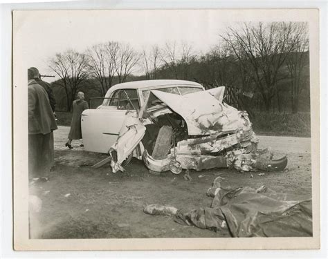 1940s Crime Scene Snapshot Photo Out Of Frame Dead Body Car Crash