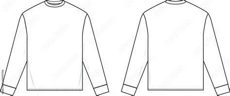Long Sleeve T Shirt Flat Technical Drawing Illustration Short Sleeve