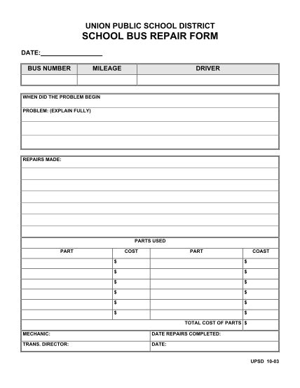 Free Printable Auto Repair Order Forms Free To Edit Download