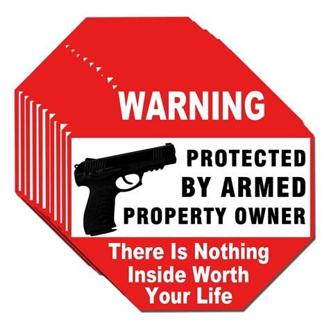 Buy Warning Signs There Is Nothing Here Protected By Armed Property Owner Sign Static Cling
