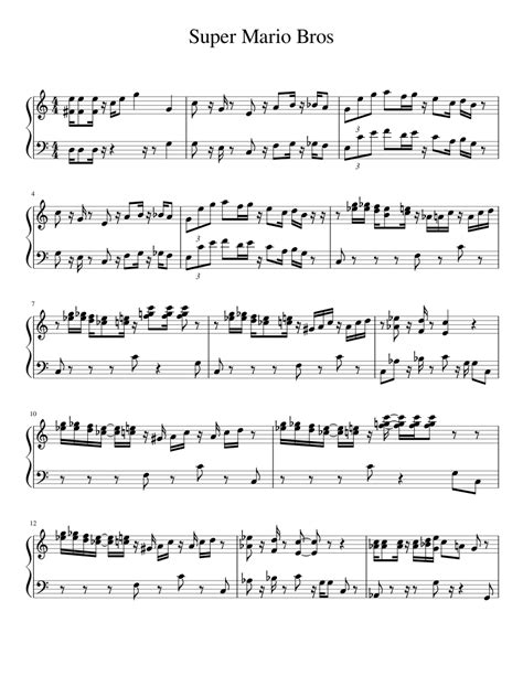 Super Mario Bros Sheet Music For Piano Solo Easy